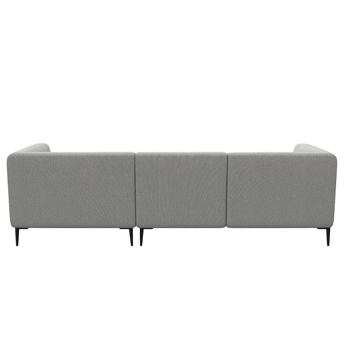 2,5-SITZER ECKSOFA mit Longchair - Hellgrau/Schwarz, Textil/Metall (271/148cm) - home24