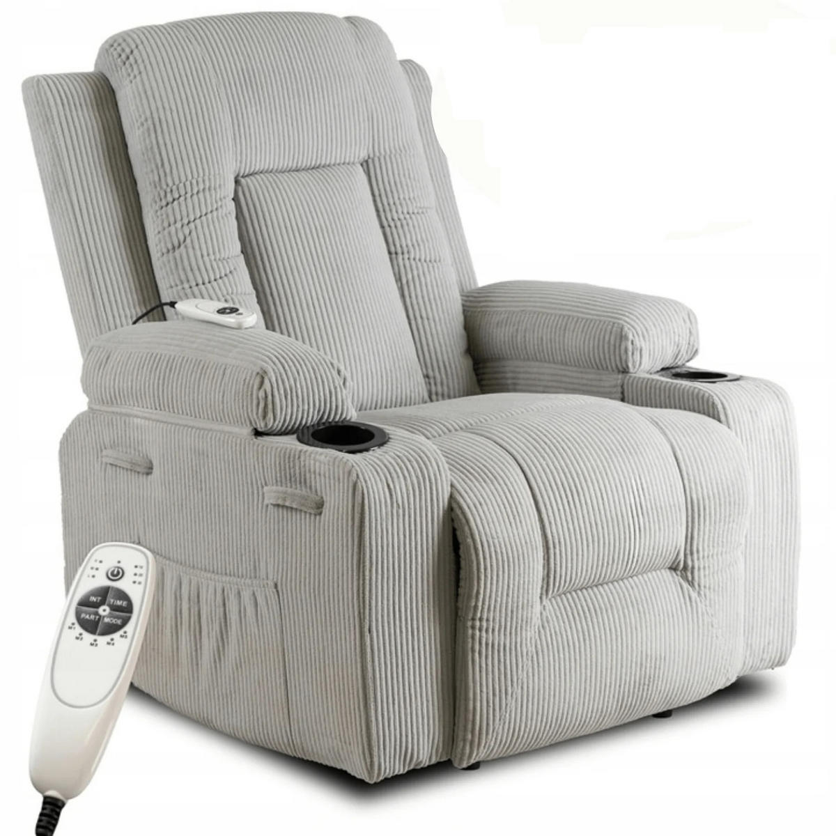 MASSAGESESSEL mit Fußhocker BOX 2 Cord Grau - Grau, Holz/Textil (87/101/85cm) - makarowski meble