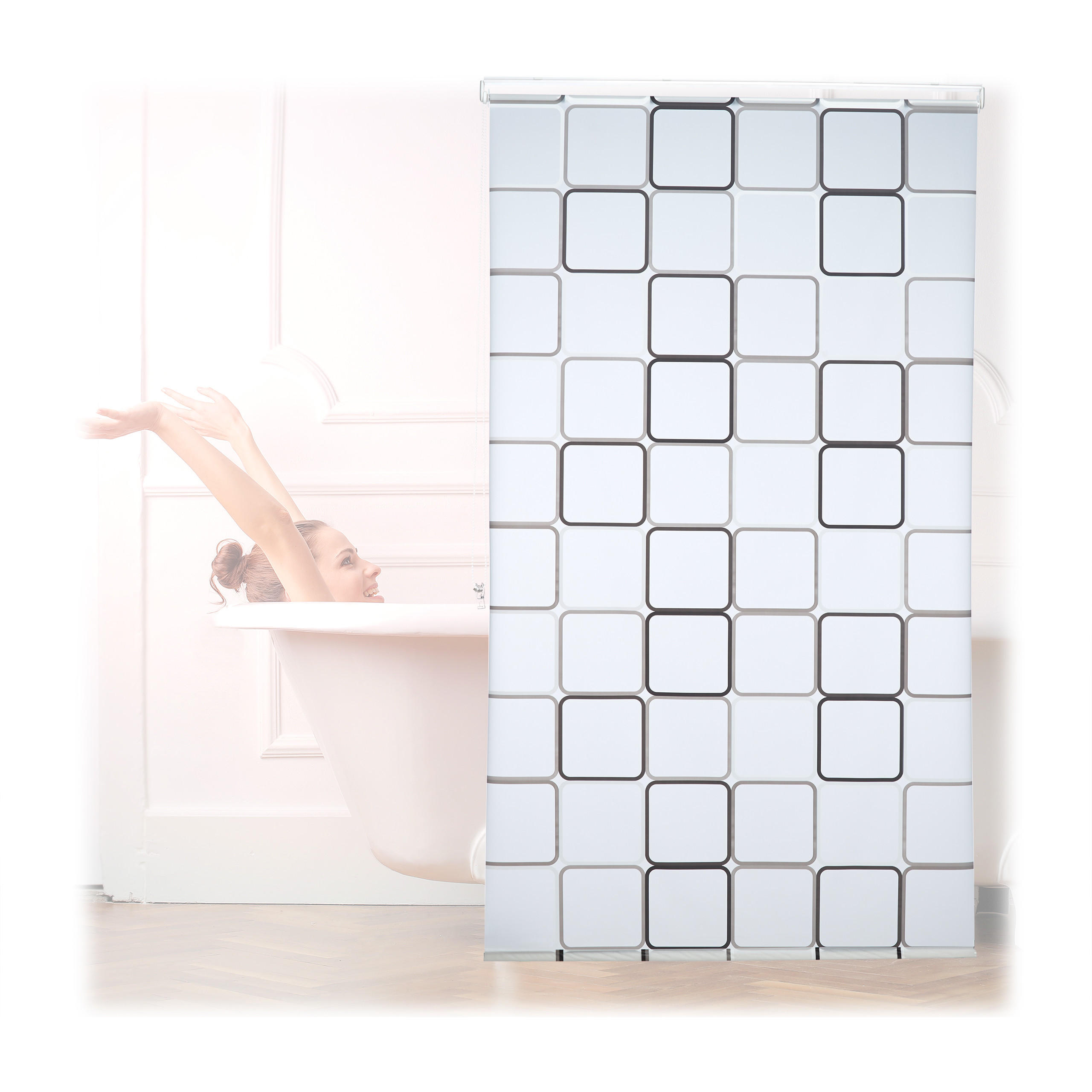 DUSCHROLLO - Weiß, Kunststoff/Metall (120/5cm) - Relaxdays