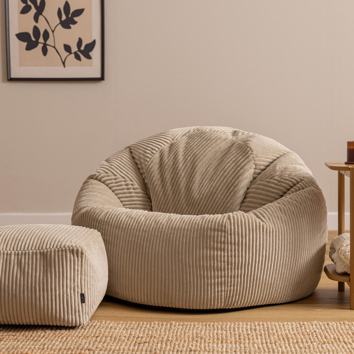 SITZSACK mit Hocker Dalton XXL - Beige, Textil (92/52/92cm) - icon