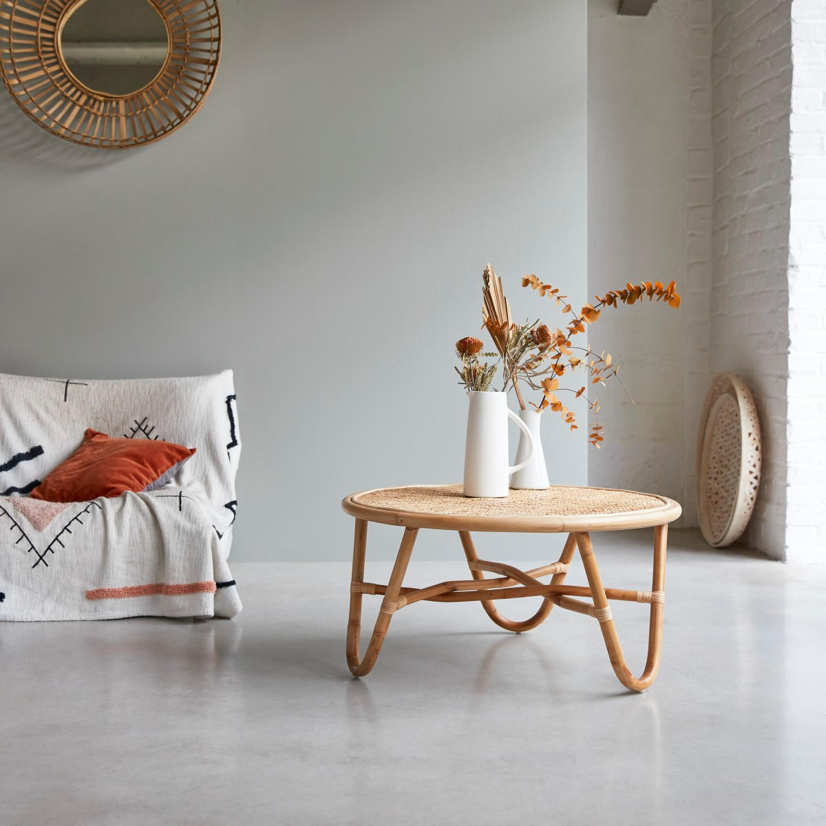 COUCHTISCH Lina Natur aus Rattan - Naturfarben, Naturmaterialien (80/80/40cm) - Tikamoon