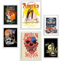 POSTER Set Mit 6 Amerika In Rustikale Zitate A3 & A4 Weißer Rahmen - Weiß, Papier (29/3cm) - Nacnic