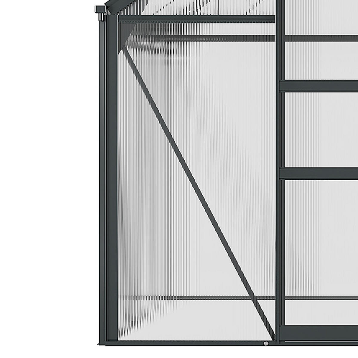 GEWÄCHSHAUS DE-11969 3,65 m² Polycarbonat mit Dachluke & Regenrinne Grau - Grau, Metall (487.68/510.54/482.6cm) - ComfortXL