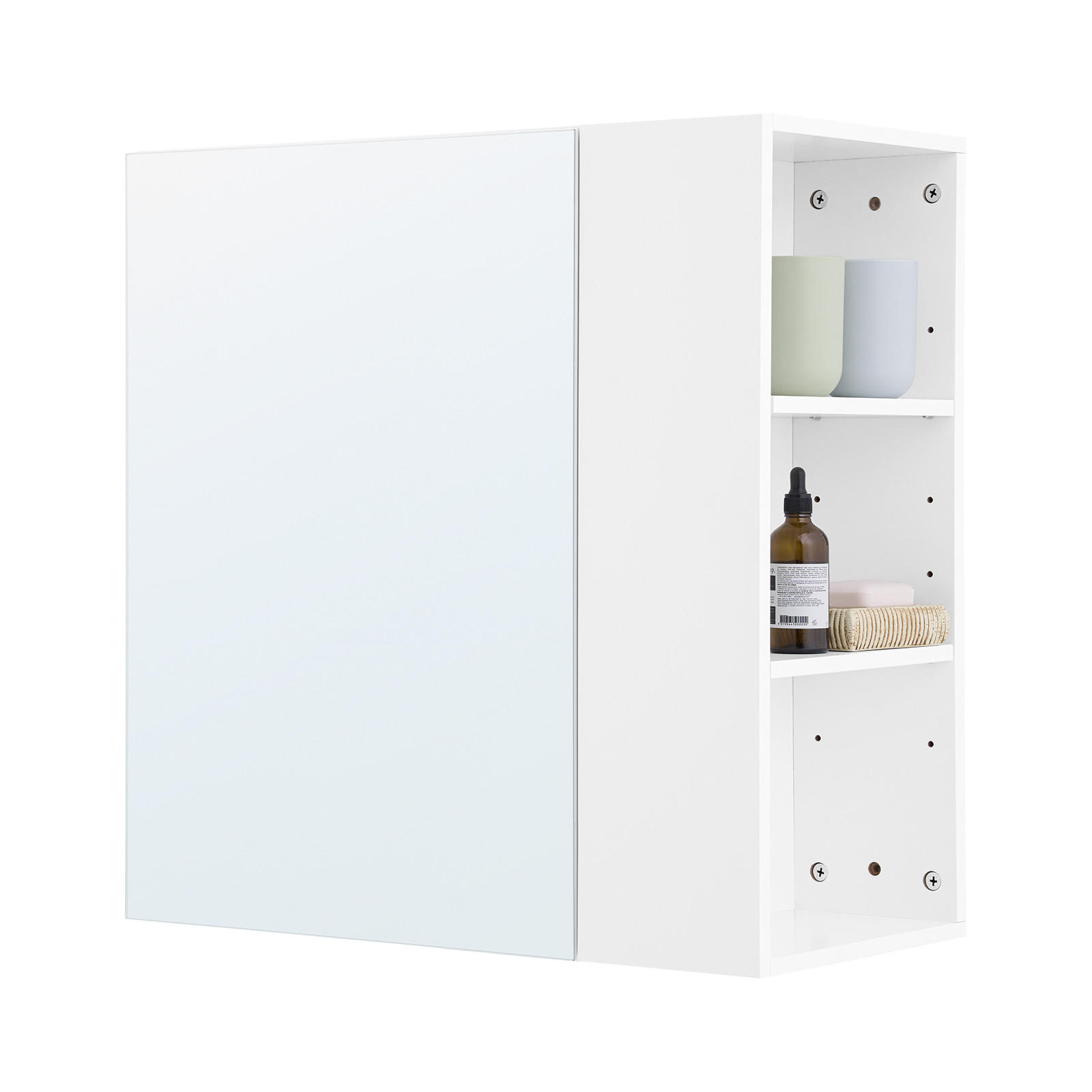 SPIEGELSCHRANK Weiß - Weiß, Glas/Holzwerkstoff (57/61/30cm) - SoBuy