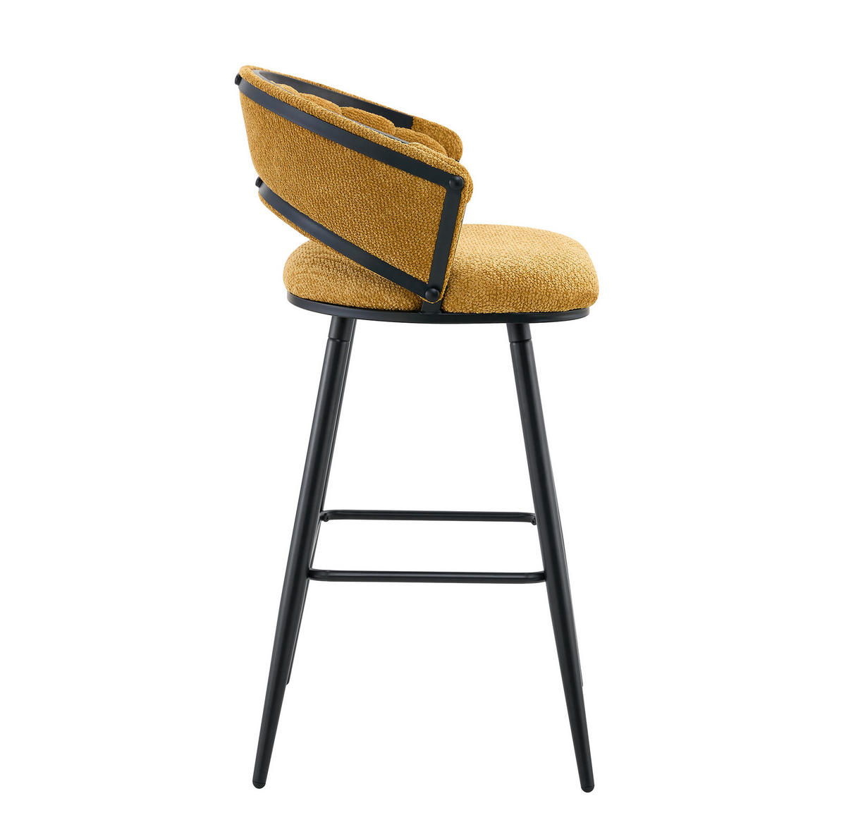 BARHOCKER Gelb mit Samtbezug und schwarzem Metallgestell - Gelb, Metall (50.5/98.5/56cm) - MIVRAY