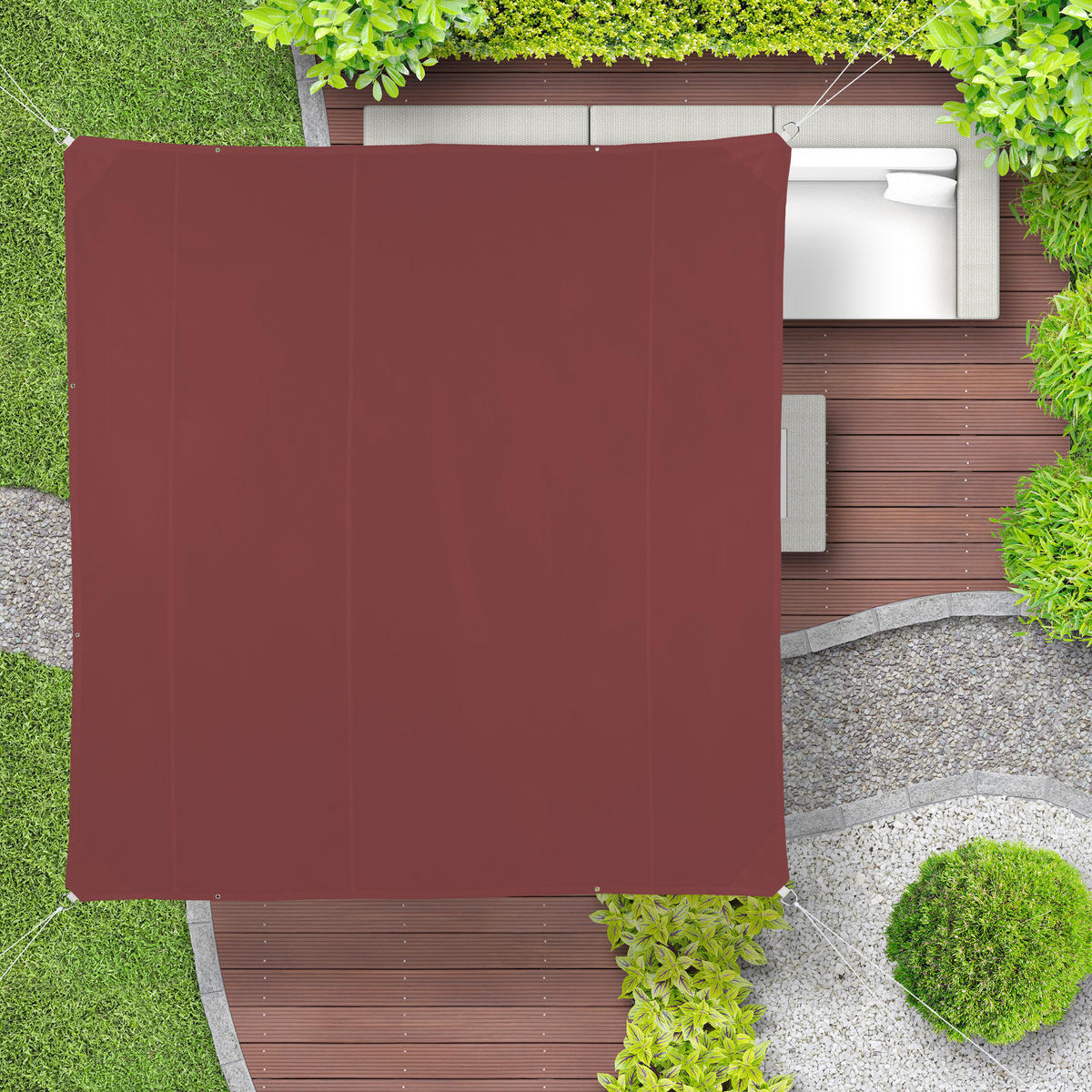SONNENSEGEL - Dunkelrot, Textil/Metall (500/500cm) - Relaxdays