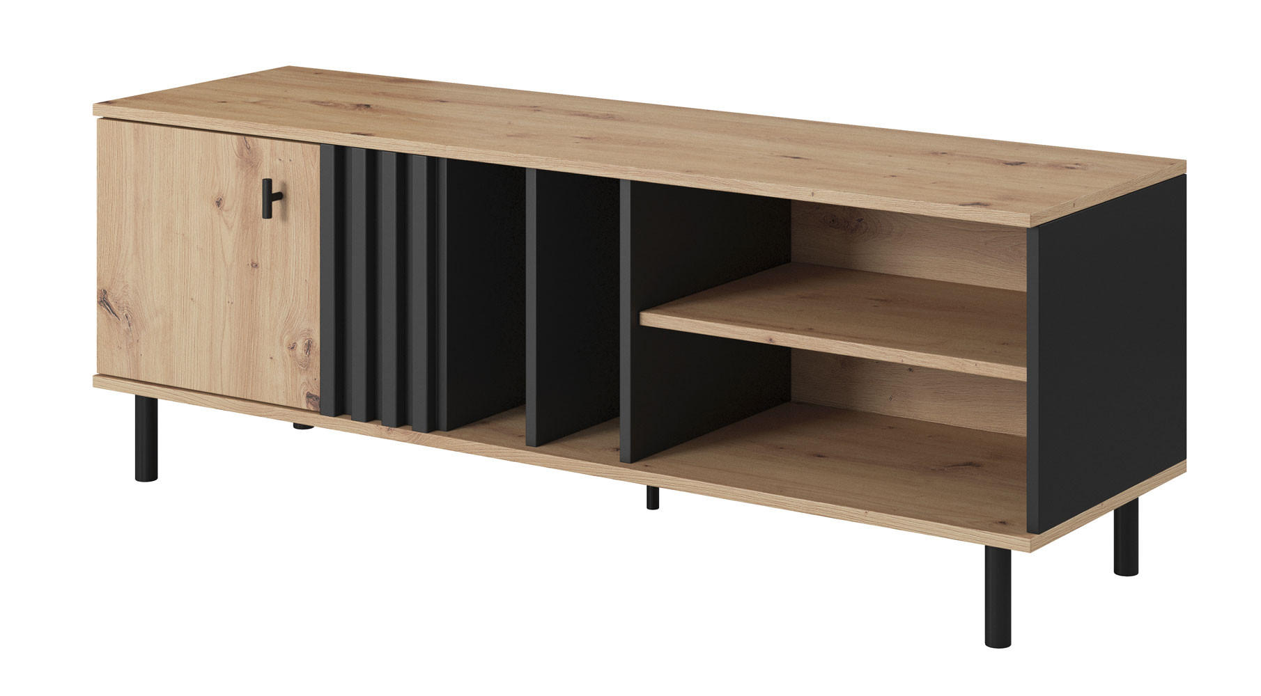 LOWBOARD Madis sand grange eiche / anthrazit 138,1 cm / 40 cm / 49,2 cm - Braun, Holz/Holzwerkstoff (138/49/40cm) - Feldmann-Wohnen