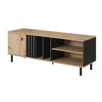 LOWBOARD Madis sand grange eiche / anthrazit 138,1 cm / 40 cm / 49,2 cm - Braun, Holz/Holzwerkstoff (138/49/40cm) - Feldmann-Wohnen