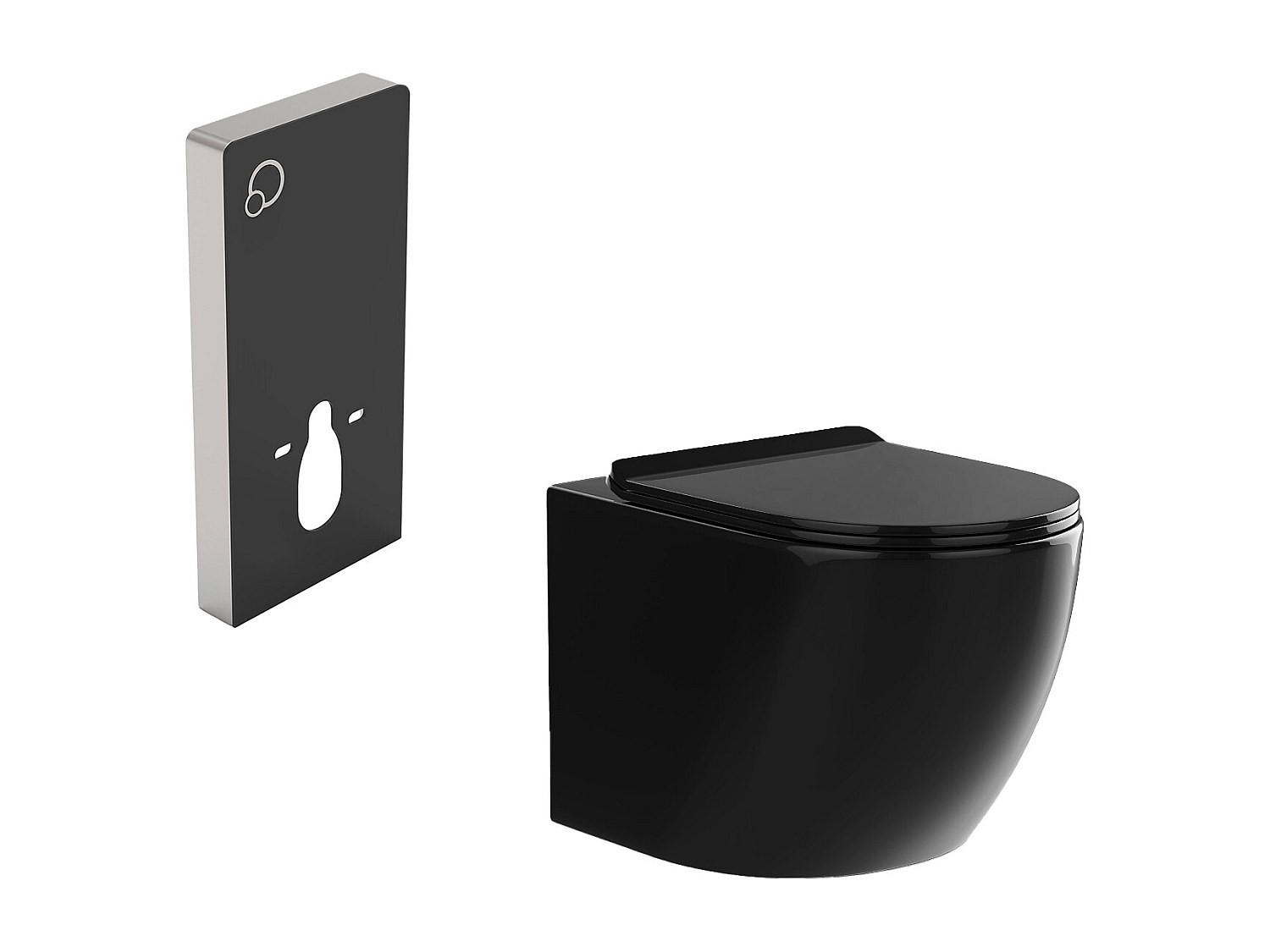 HÄNGE WC - 36 cm x 53.5 cm - keramik - schwarz Javoine - Schwarz, Keramik (36/36/53.5cm) - Vente-Unique