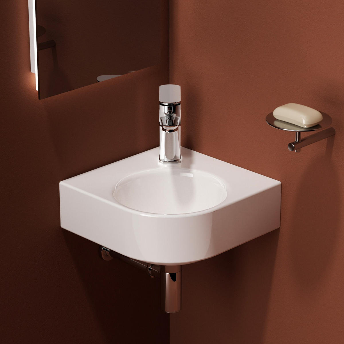 WASCHBECKEN Wandmontage Weiß Glänzend 44/ 38,5/ 15,5 cm - Weiß, Keramik (38.5/15.5/44cm) - EMKE