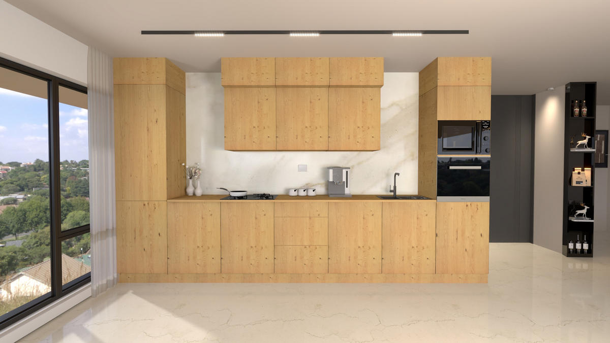 KÜCHENZEILE 420 cm - Nexa KÜ-LN-004 - in Woodline / Matt - Eiche Artisan, Holz (420/212/58cm) - ROYAL24_MARKT