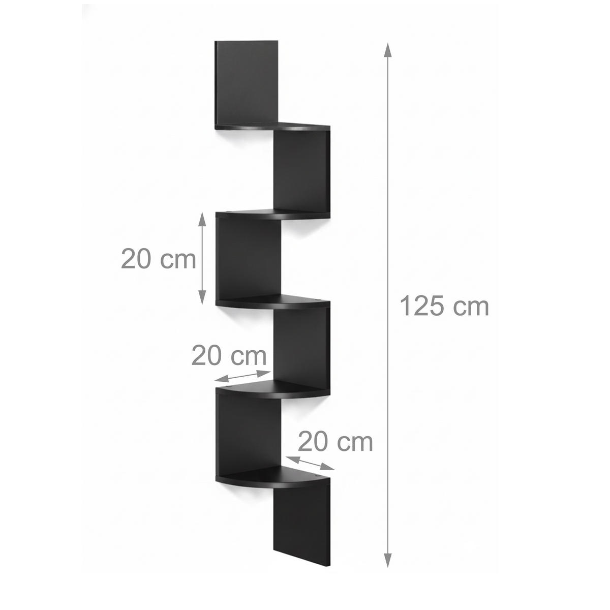 ROHOVÝ reg. - čierna, kompozitné drevo (20/125/20cm) - Relaxdays