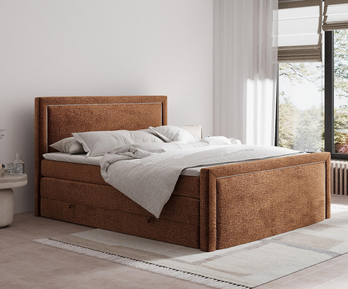 BOXSPRINGBETT Lavenda Kupferfarbe 180/200 cm - Schwarz/Kupferfarben, Holz/Holzwerkstoff (180/200cm) - Maison de Reve