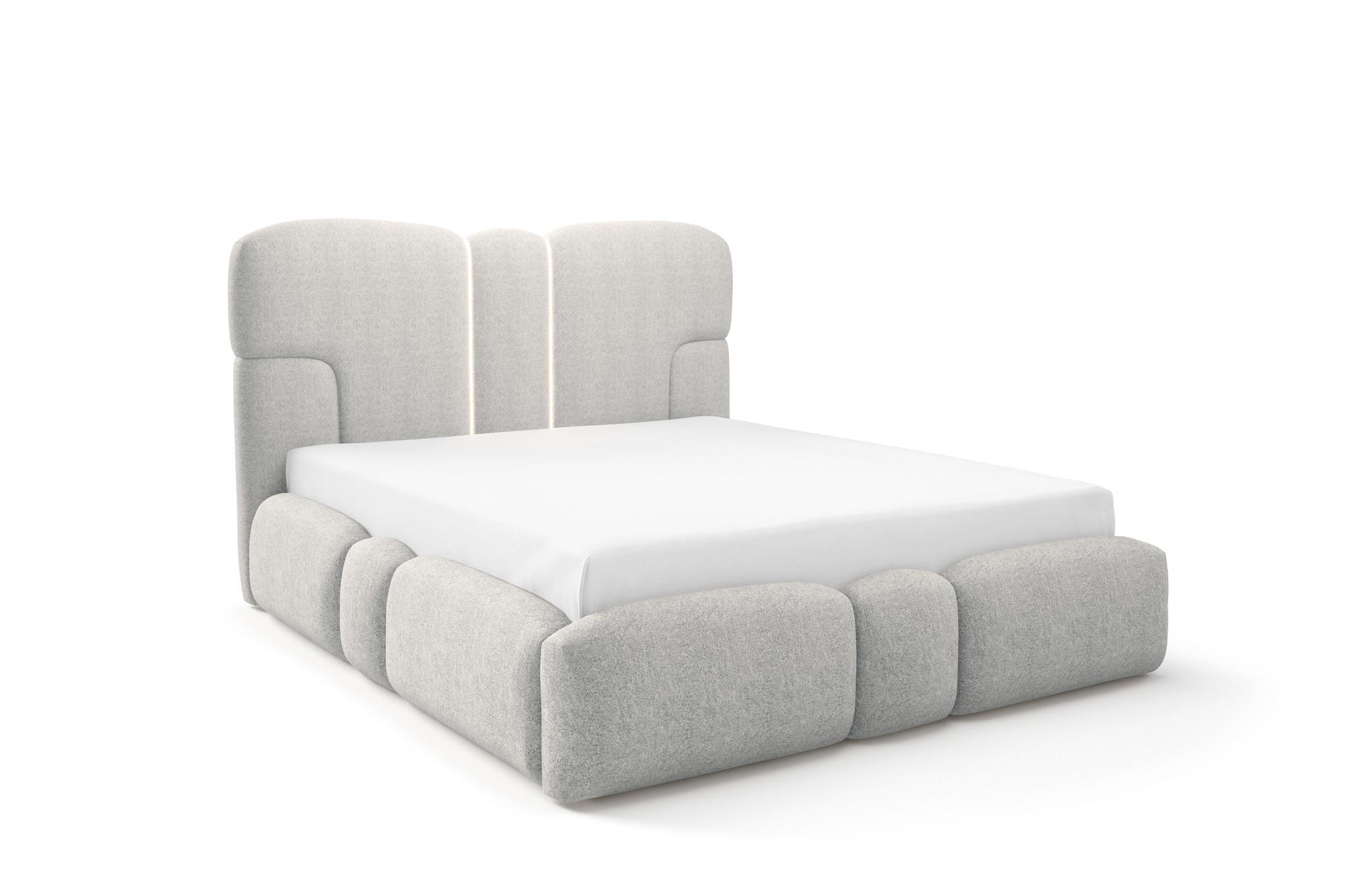 POLSTERBETT Jordan Komplettset - Hellgrau, Holzwerkstoff/Textil (140/200cm) - Fun Möbel