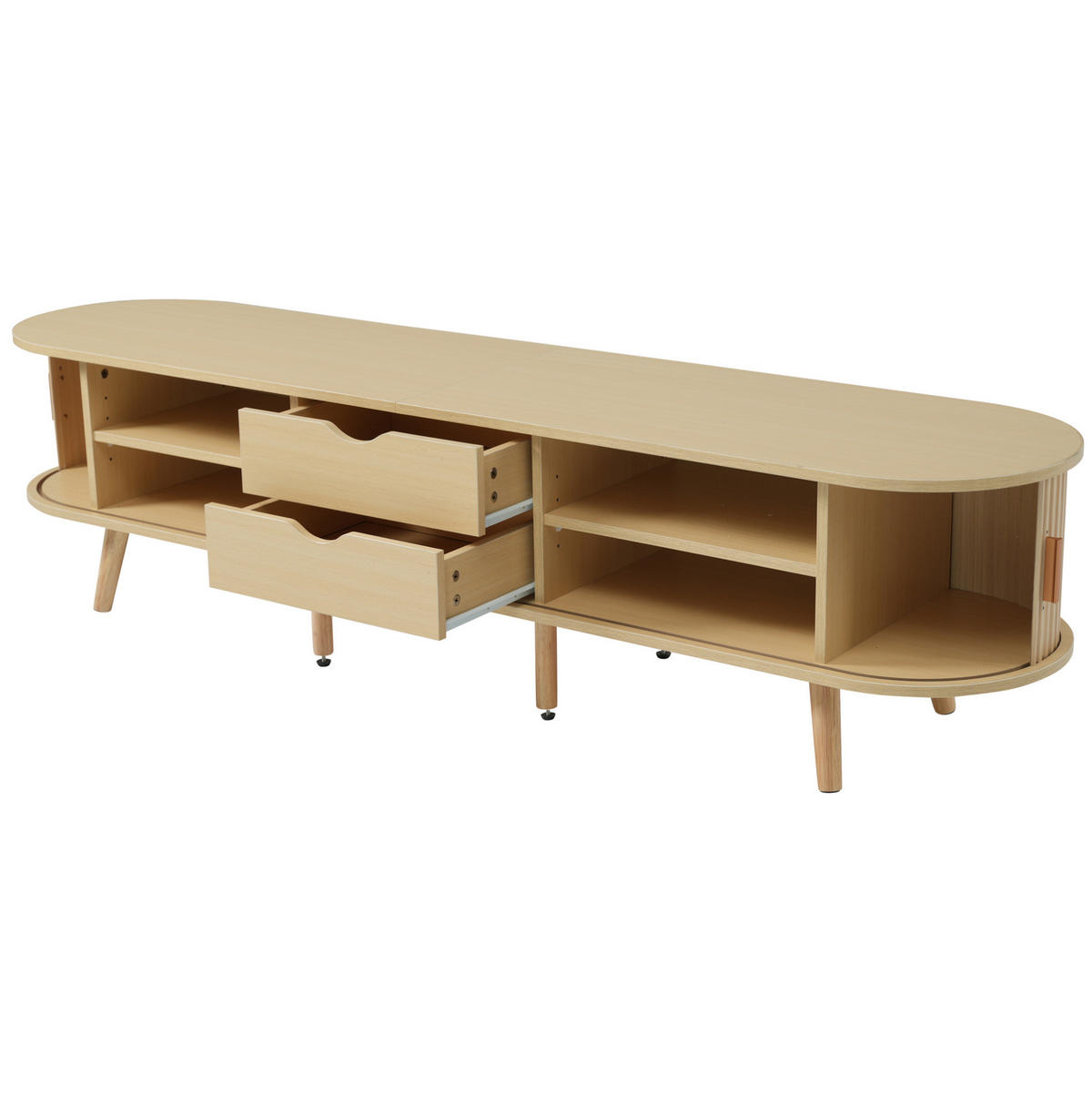 LOWBOARD 175/40/42 cm aus MDF mit Schiebetüren und 2 Schubladen Helles Walnussholz - Alteiche, Holzwerkstoff (175/42/40cm) - Modenvie