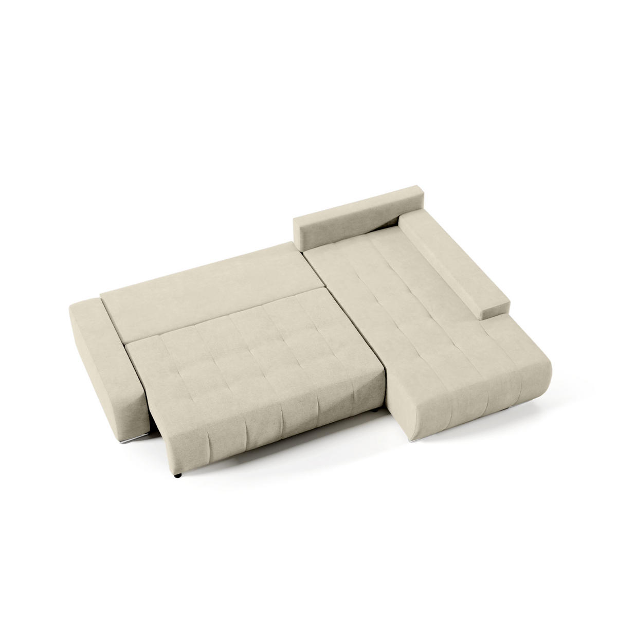 ECKSOFA mit Schlaffunktion Dhaka L, Vanille - Beige, Textil (185/265cm) - Fedve