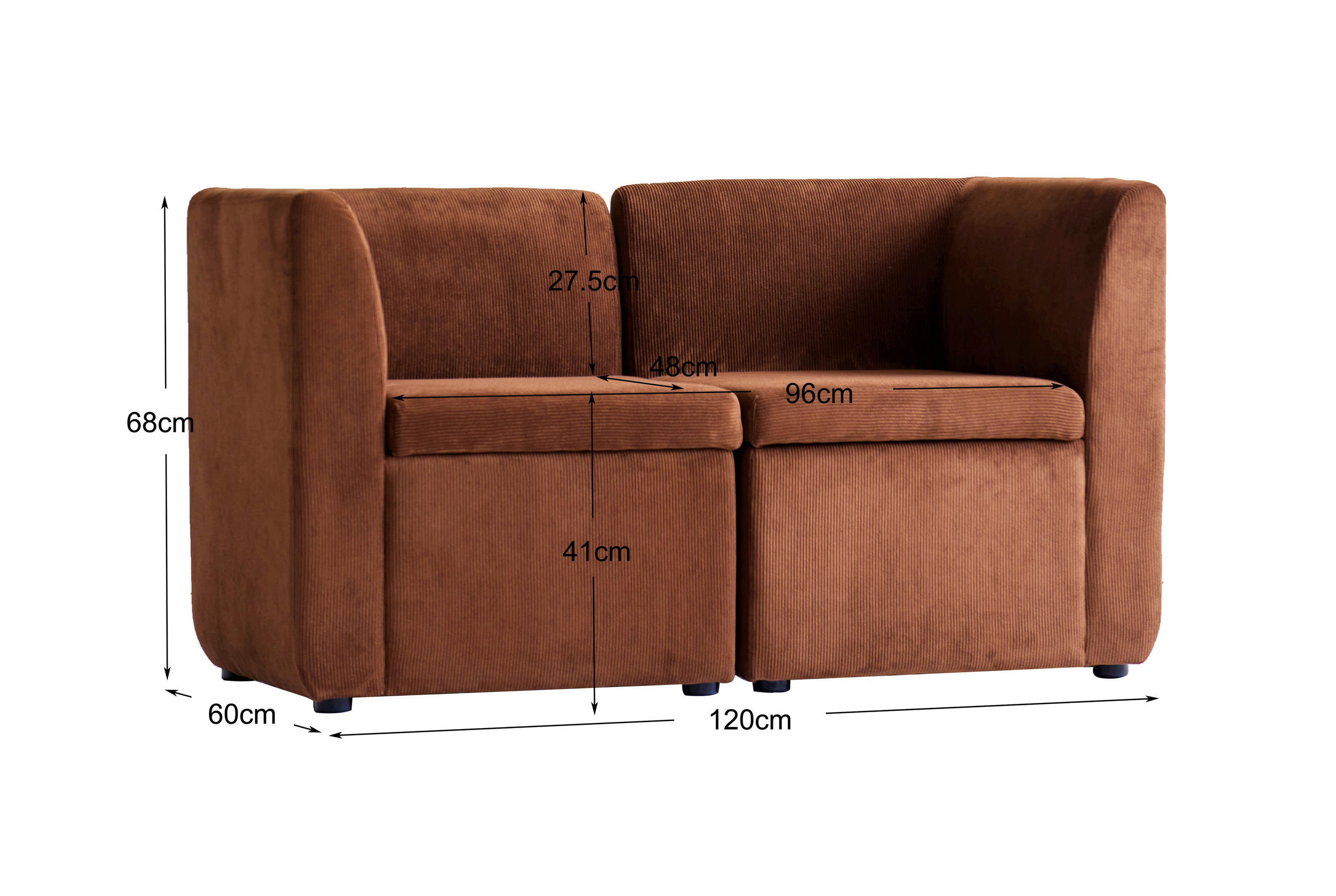 Thumbnail - Nordlys Sofa, Terra cotta, Textil, 120x68x60 cm, Wohnzimmer, Sofas & Couches, Sofas