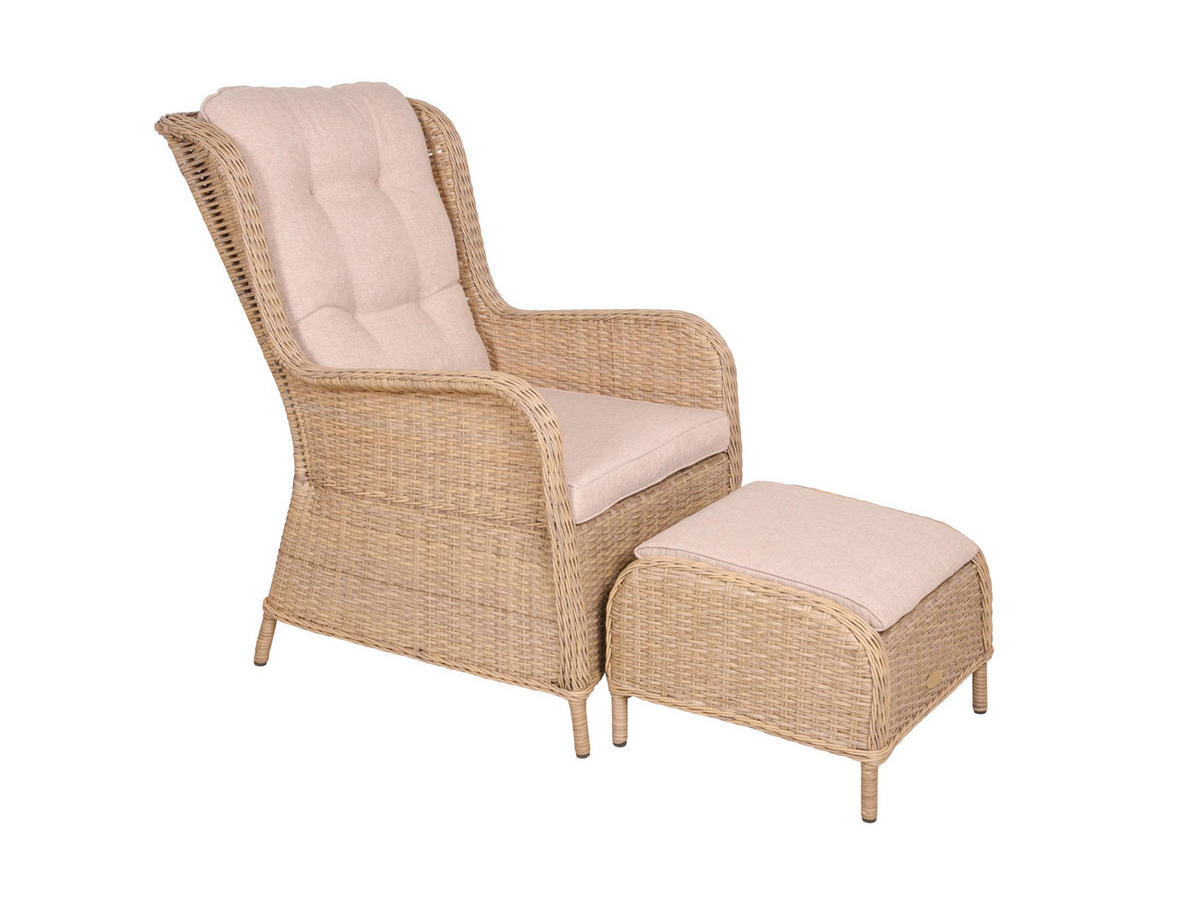 GARTENSTUHL Nara mit Beistelltisch Beige Gartenstuhl-Set - Beige, Kunststoff (68/98/90cm) - DELUKE