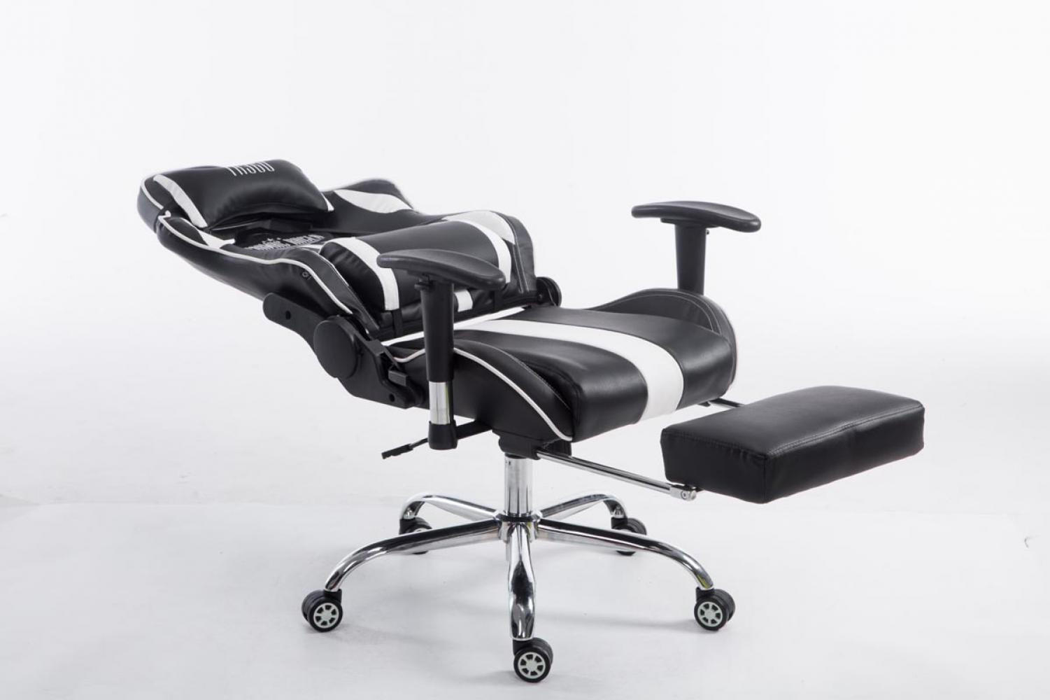 CHEFSESSEL Lederlook schwarz/weiß - Schwarz/Weiß, Textil/Metall (70/125/58cm) - CLP