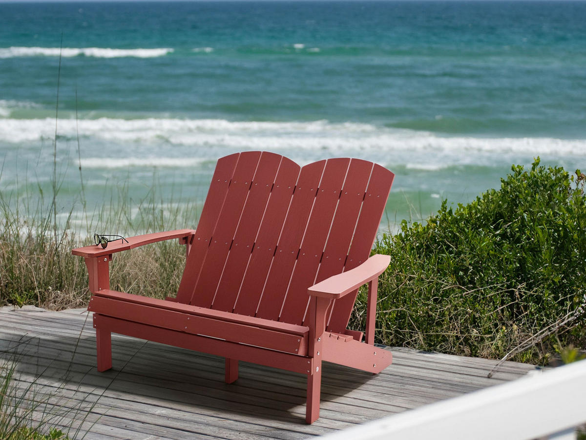 GARTENBANK Adirondack 125 cm Rot - Dunkelrot, Kunststoff (125/91/73cm) - Beliani