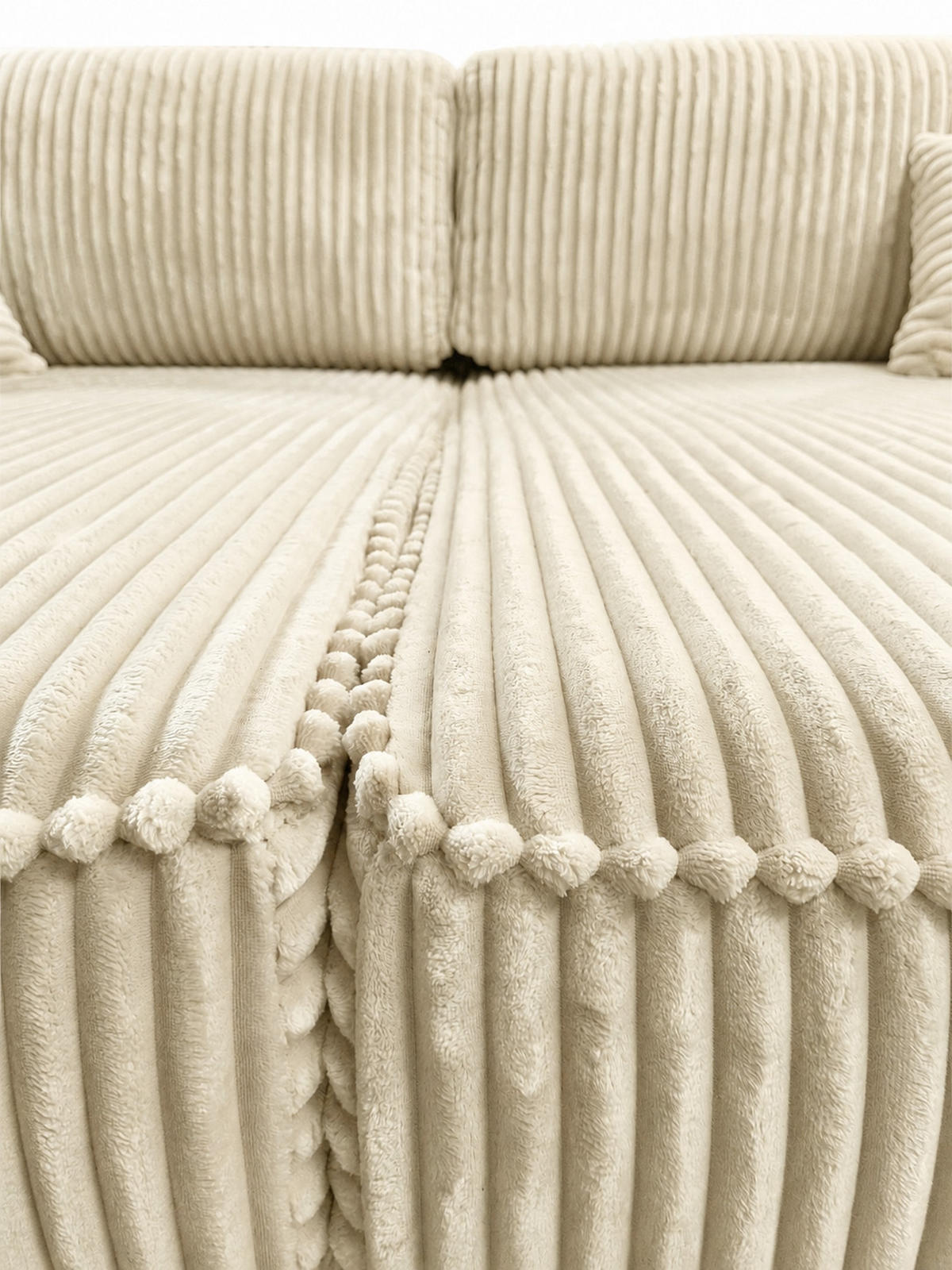 BIGSOFA COZI, Ecru mit Cordbezug - Ecru, Kunststoff/Textil (240/87/180cm) - KS Home Concept