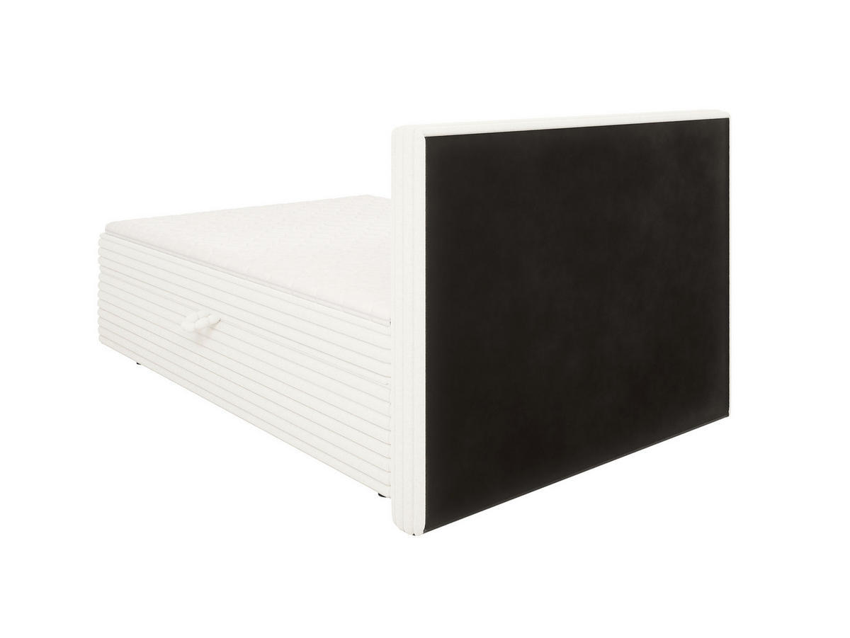 BOXBETT Roma 140/200 cm Hellbeige Plüschcord - Beige/Schwarz, Holz/Kunststoff (140/200cm) - S-Style Möbel