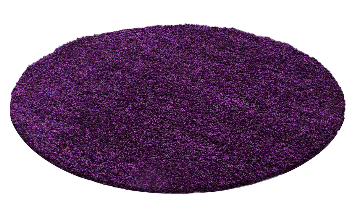TEPPICH Hochflor Unifarben Polypropylen Wohnzimmer Shaggy Violett Rund 160x160 - Lila, Textil (160/160cm) - KADIMA DESIGN