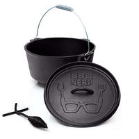 DUTCH-OVEN Gusseisen Feuertopf Gusstopf Grilltopf "Starter" 3,1L mit Füßen - Schwarz, Metall (28.5/19.5/28.5cm) - BBQ Nerd