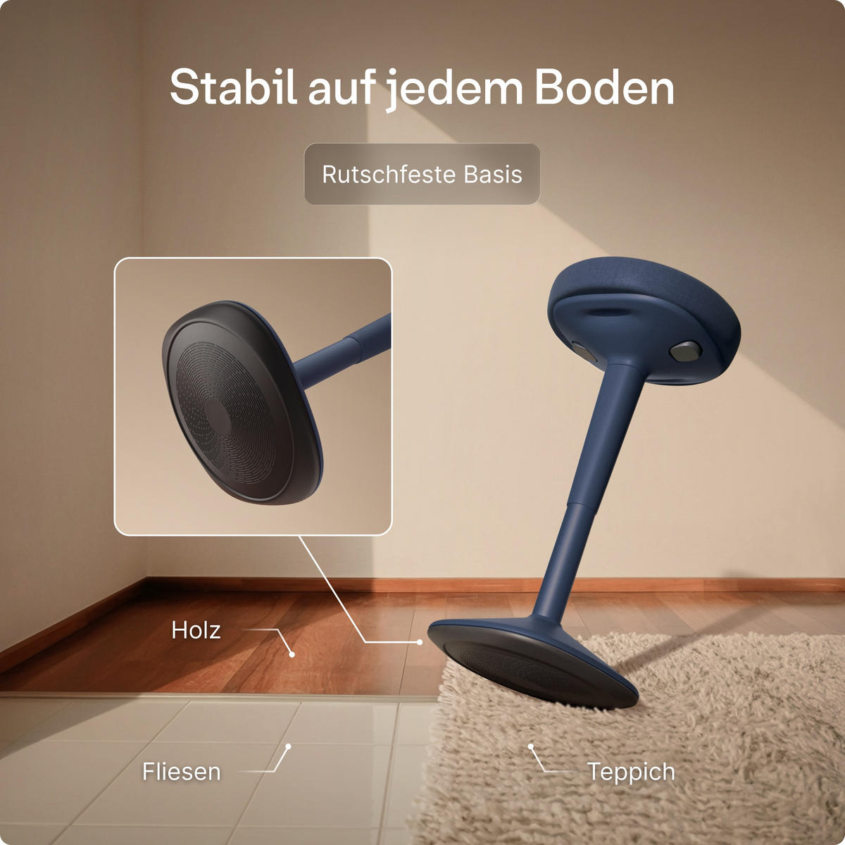 ERGONOMISCHER Balancehocker, Blau - Blau, Kunststoff (37/58/37cm) - Desktronic
