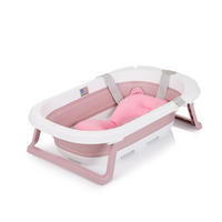 BABYBADEWANNE Isla 80 cm rosa mit Badekissen faltbar, integrierter Wasserablauf - Rosa, Kunststoff (50/80cm) - Chipolino