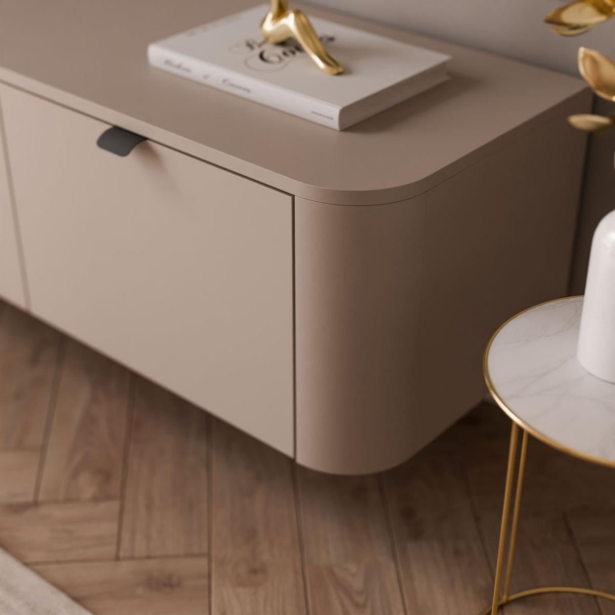 TV-HÄNGESCHRANK CELESTE mit LED-Beleuchtung, Schwarze Griffe - Kaschmir, Holzwerkstoff (200/33.5/40cm) - Lookway