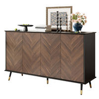 SIDEBOARD aus MDF 140x40x80 cm Schwarz/Braun mit 4 Türen, höhenverstellbaren Regalen und Soft-Close - Schwarz, Holzwerkstoff (140/80/40cm) - Modfu