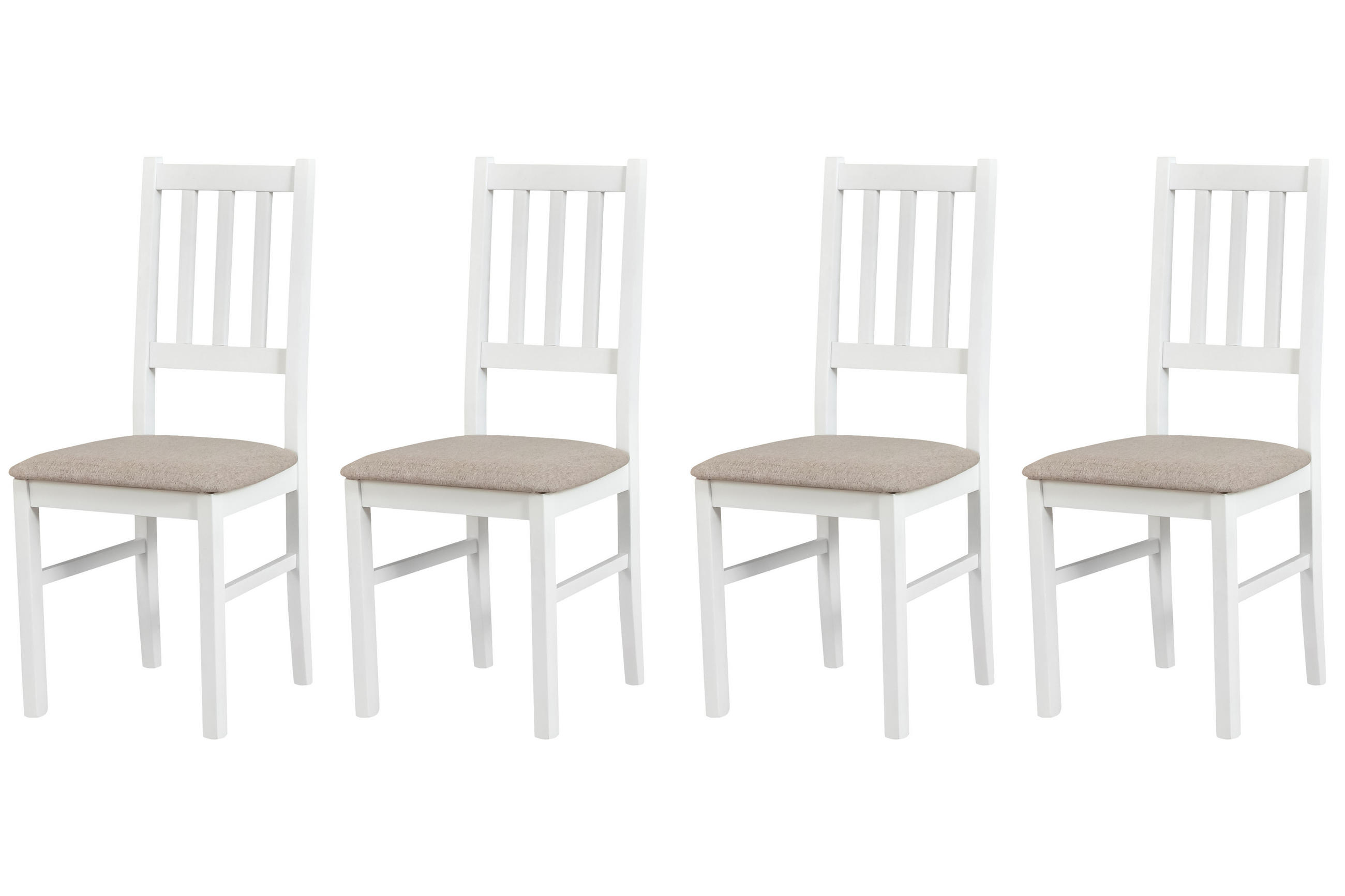 STUHL Bos 4 (4er Set) - Beige/Weiß, Holz (43/94/40cm) - Leaf Design