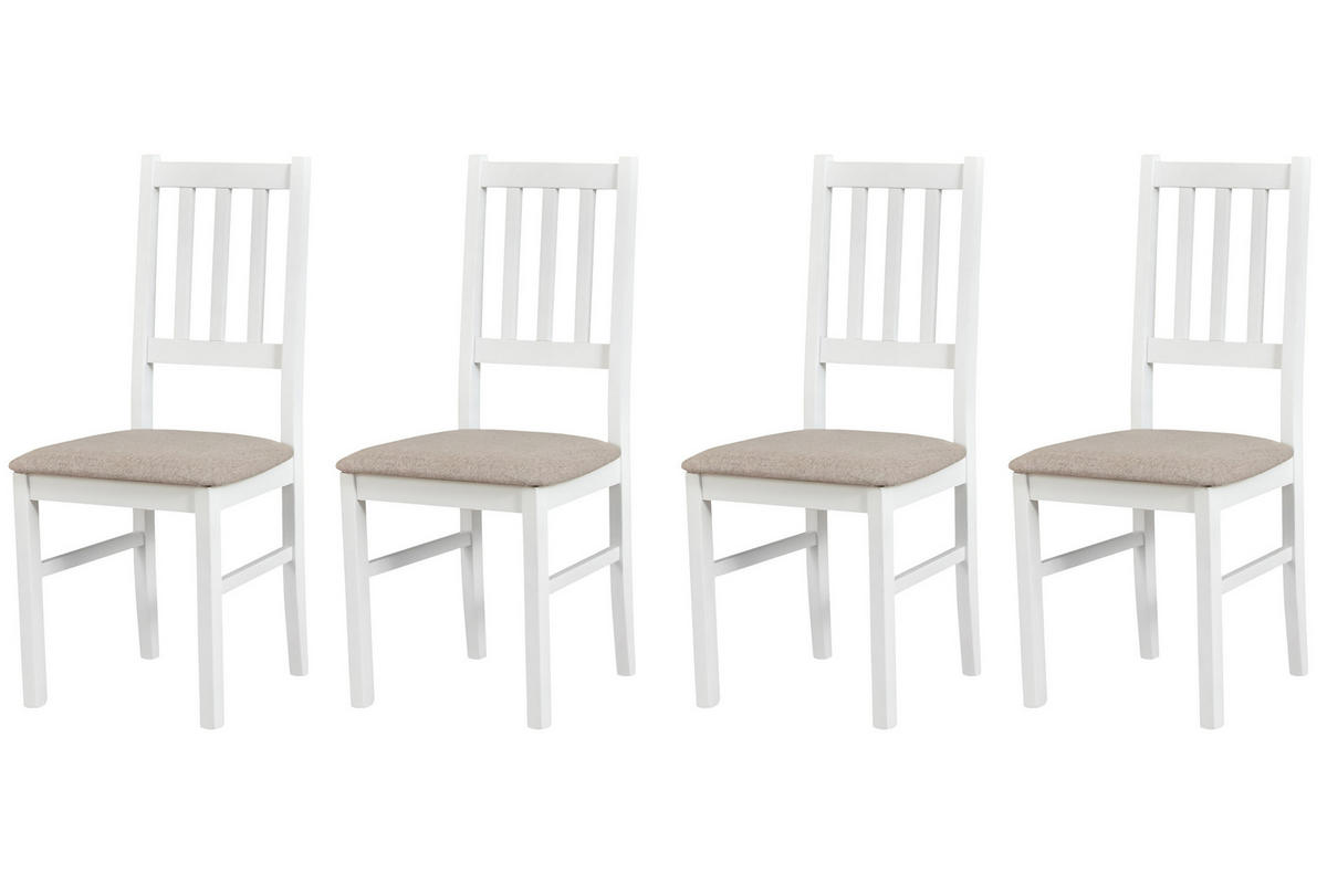 STUHL Bos 4 (4er Set) - Beige/Weiß, Holz (43/94/40cm) - Leaf Design