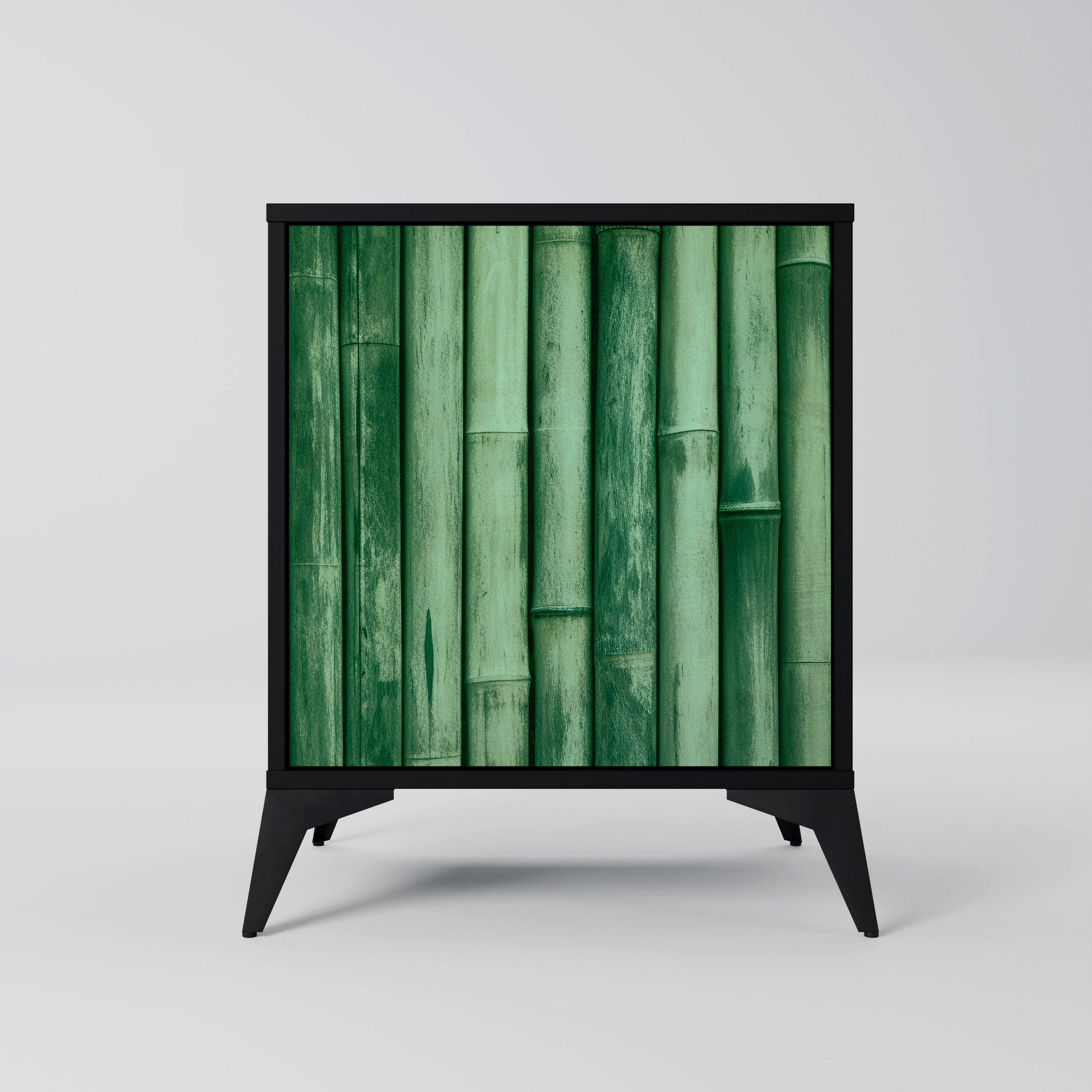 SIDEBOARD NATURAL GREEN, Schwarz, 57,5x42x70,5 cm, Schwarze Metall-Sternfüße - Multicolor/Schwarz, Holzwerkstoff/Metall (57.5/70.5/42cm) - SpaceRebels