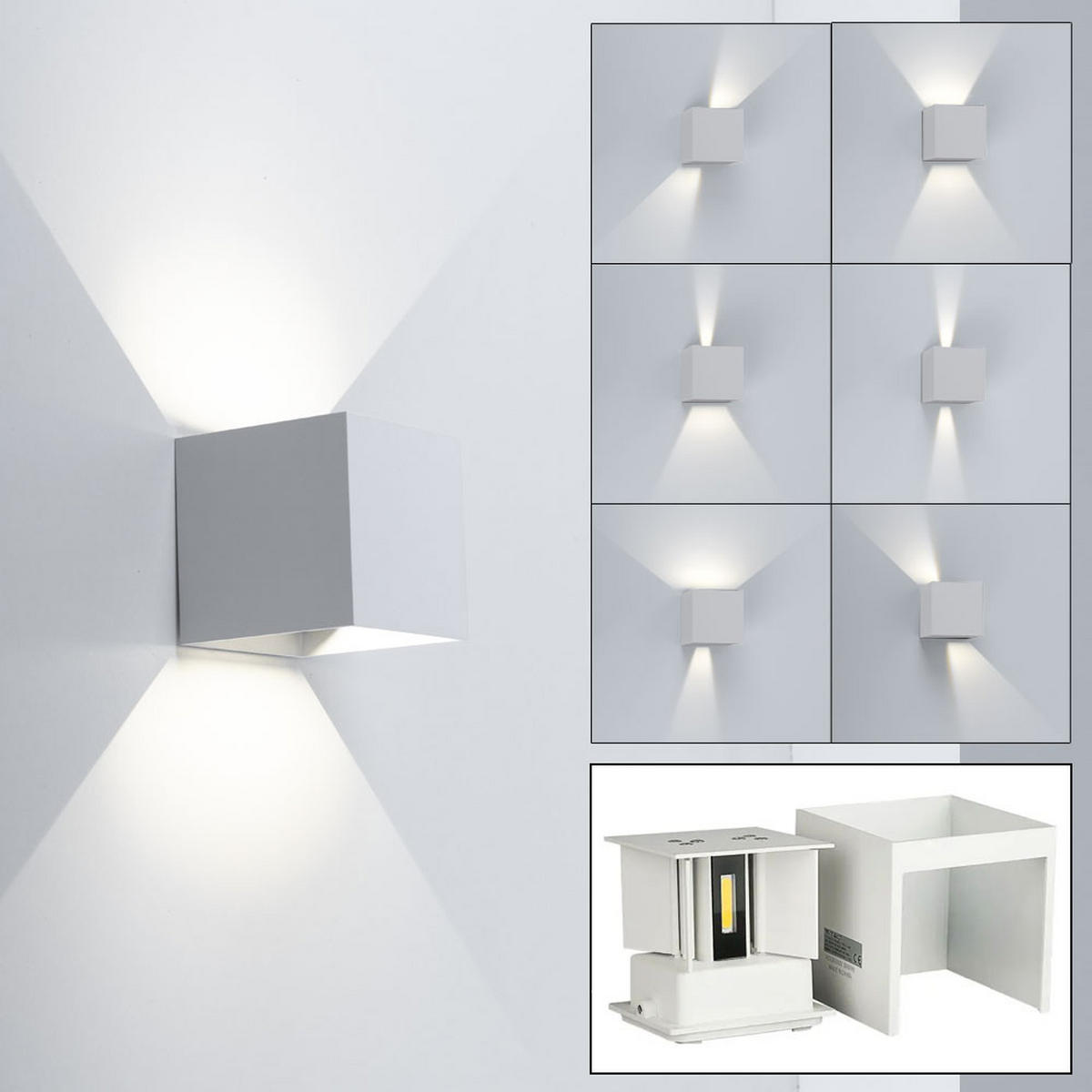 LED AUSSEN-WANDLEUCHTE Aluminium Weiß - Weiß, Metall (10/10/10cm)
