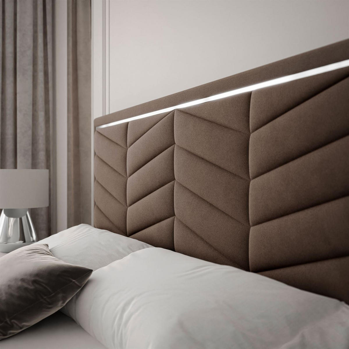 POLSTERBETT AURORA II 140x200 mit Bettkasten Jasmine 28 - Braun, Textil (140/200cm) - Lookway