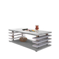 COUCHTISCH rechteckig Beton - Weiß Hochglanz Ablage 120/40/60 cm - Weiß Hochglanz/Hellgrau, Holzwerkstoff (60/120/40cm) - designimpex