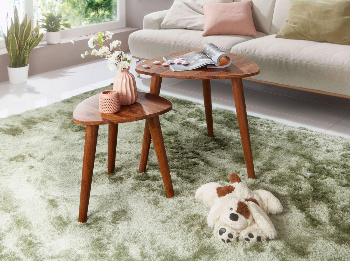 BEISTELLTISCH Set – 2-teilig Massivholz rustikal Landhausstil - Braun, Holz (60/60/54cm) - KADIMA DESIGN
