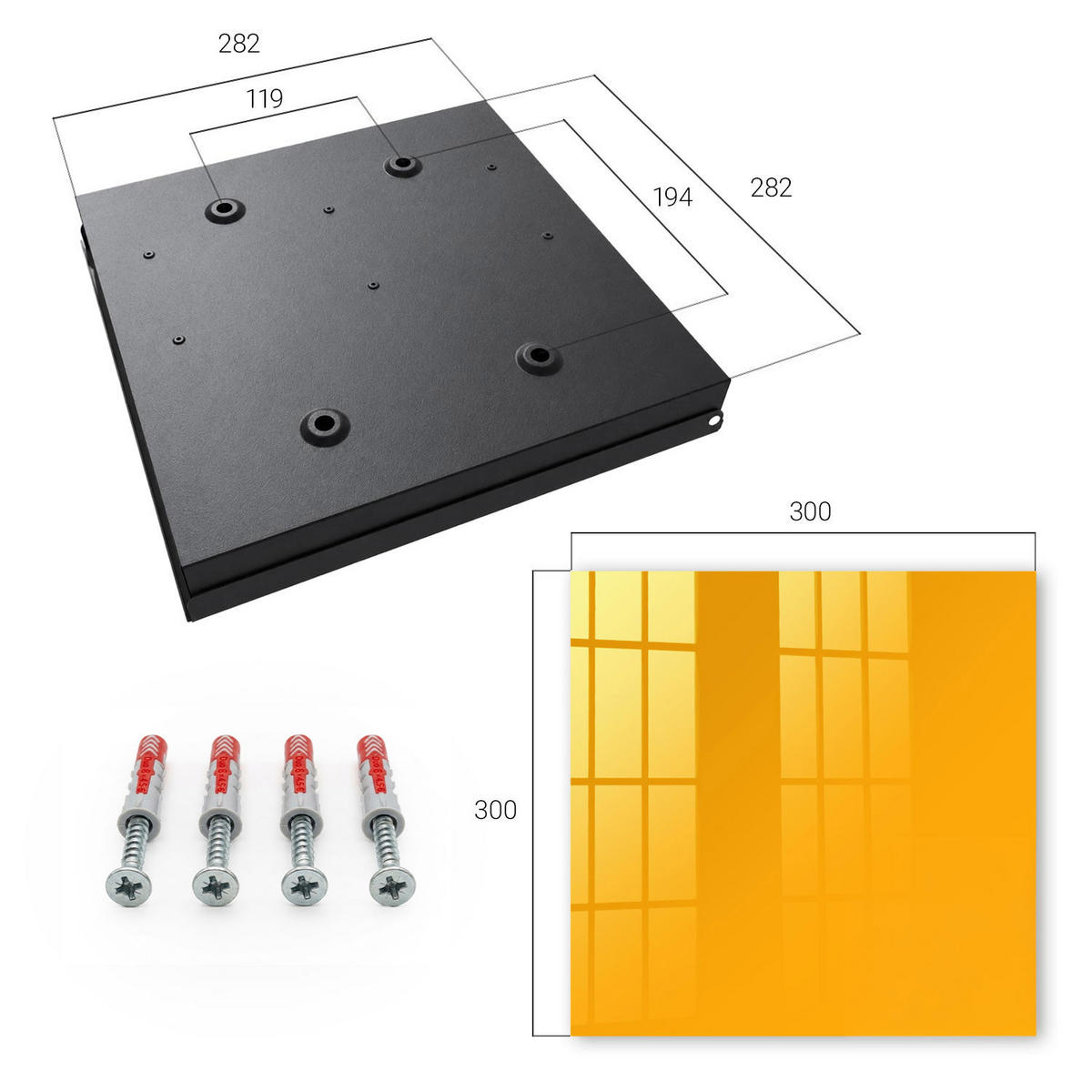 SCHLÜSSELBOX Schwarz 30x30 cm- Türöffnung nach rechts - Beige - Beige, Metall (30/30/5cm) - TULUP