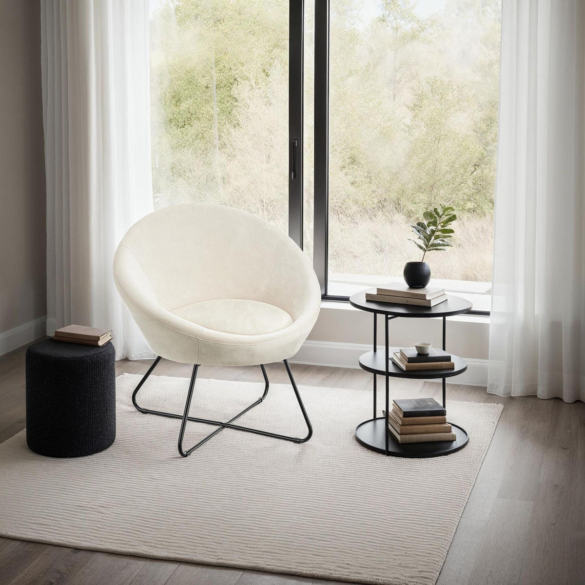 COCKTAILSESSEL Centera,83 x 73 x 82 cm,Samtoptik beige - Beige, Metall (83/82/73cm) - tectake
