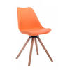 STUHL Lederlook orange - Eukalyptusholzfarben/Orange, Holz/Textil (48/84/56cm) - CLP