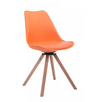 STUHL Lederlook orange - Eukalyptusholzfarben/Orange, Holz/Textil (48/84/56cm) - CLP
