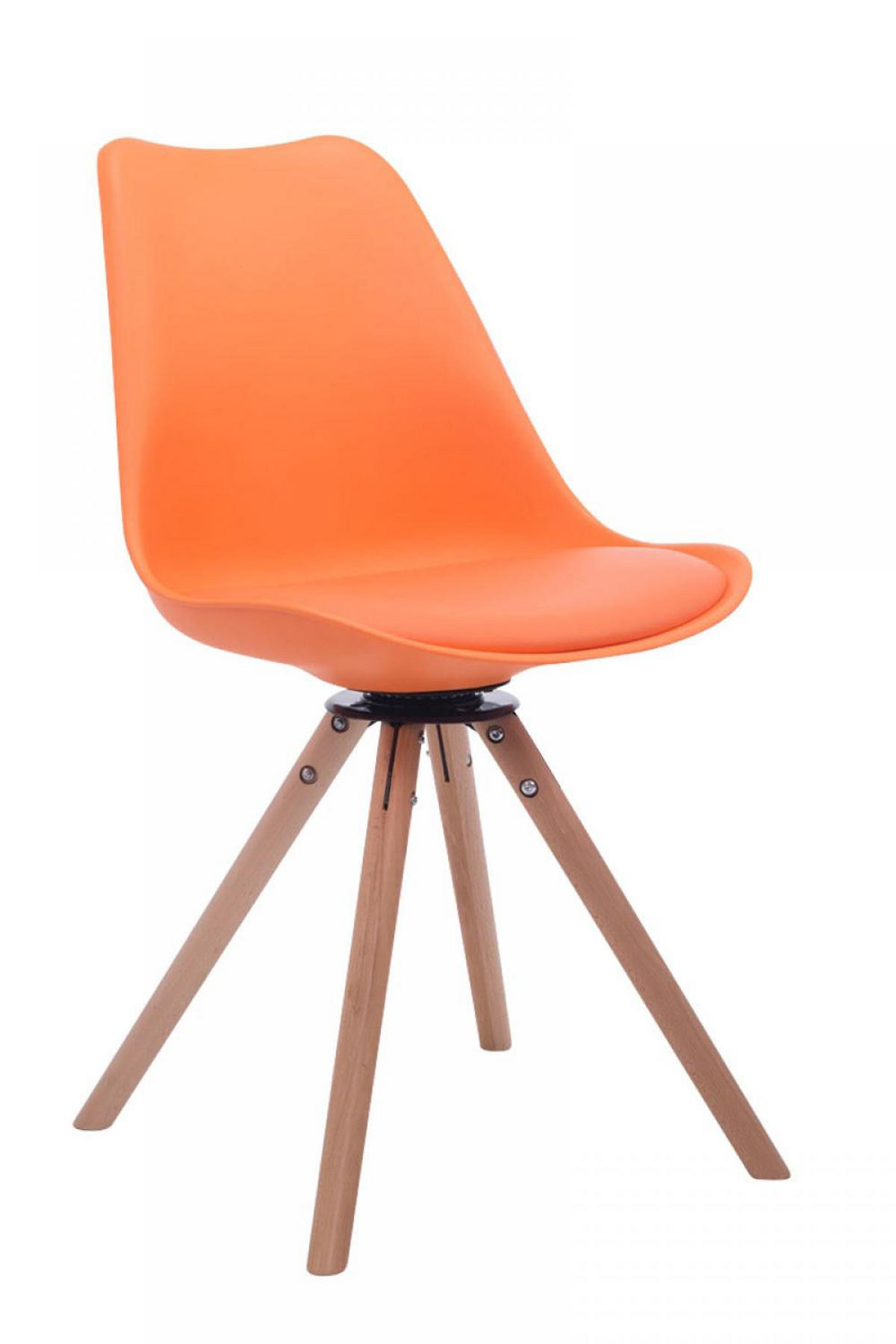 STUHL Lederlook orange - Eukalyptusholzfarben/Orange, Holz/Textil (48/84/56cm) - CLP