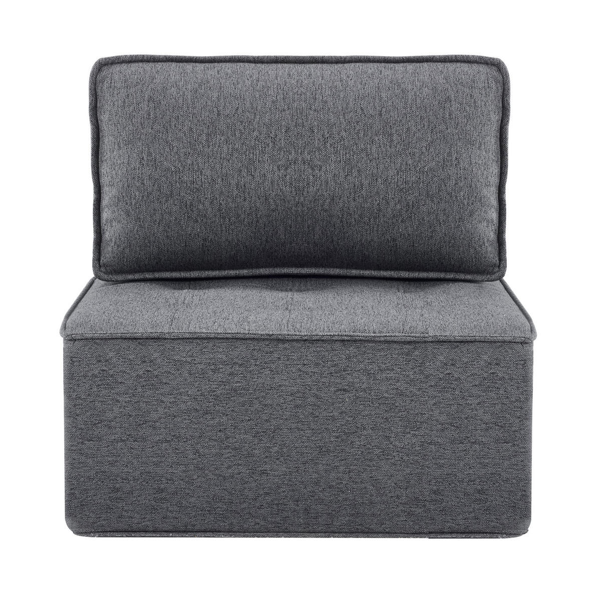 SESSEL in Dunkelgrau aus Leinenstoff, frei kombinierbar,81/81/81 cm - Dunkelgrau, Holzwerkstoff (81/81/81cm) - Flora Grace