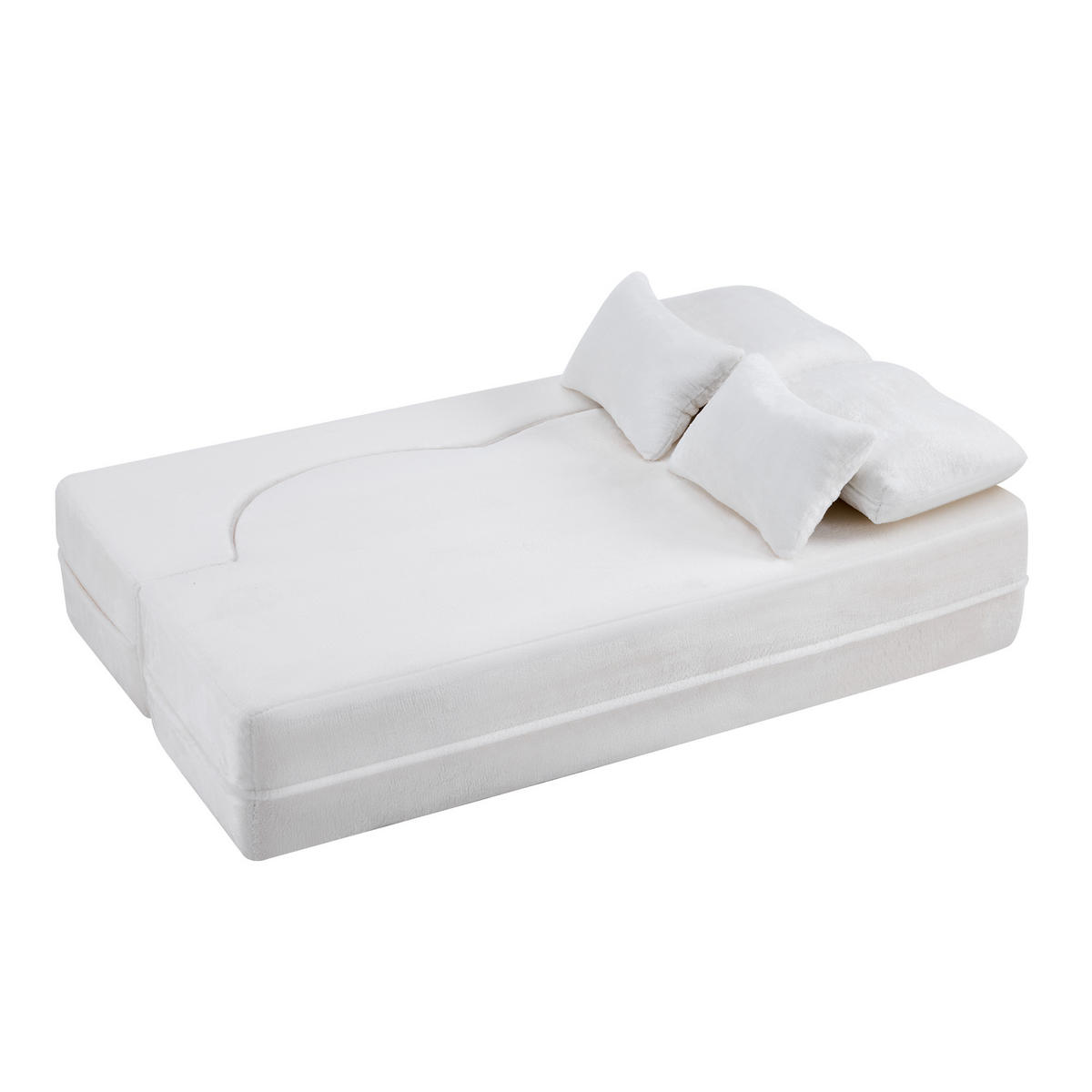 SCHLAFSOFA DE-35000 mit 4 Kissen und Klappfunktion Weiß - Weiß, Textil (60/76/198cm) - ComfortXL
