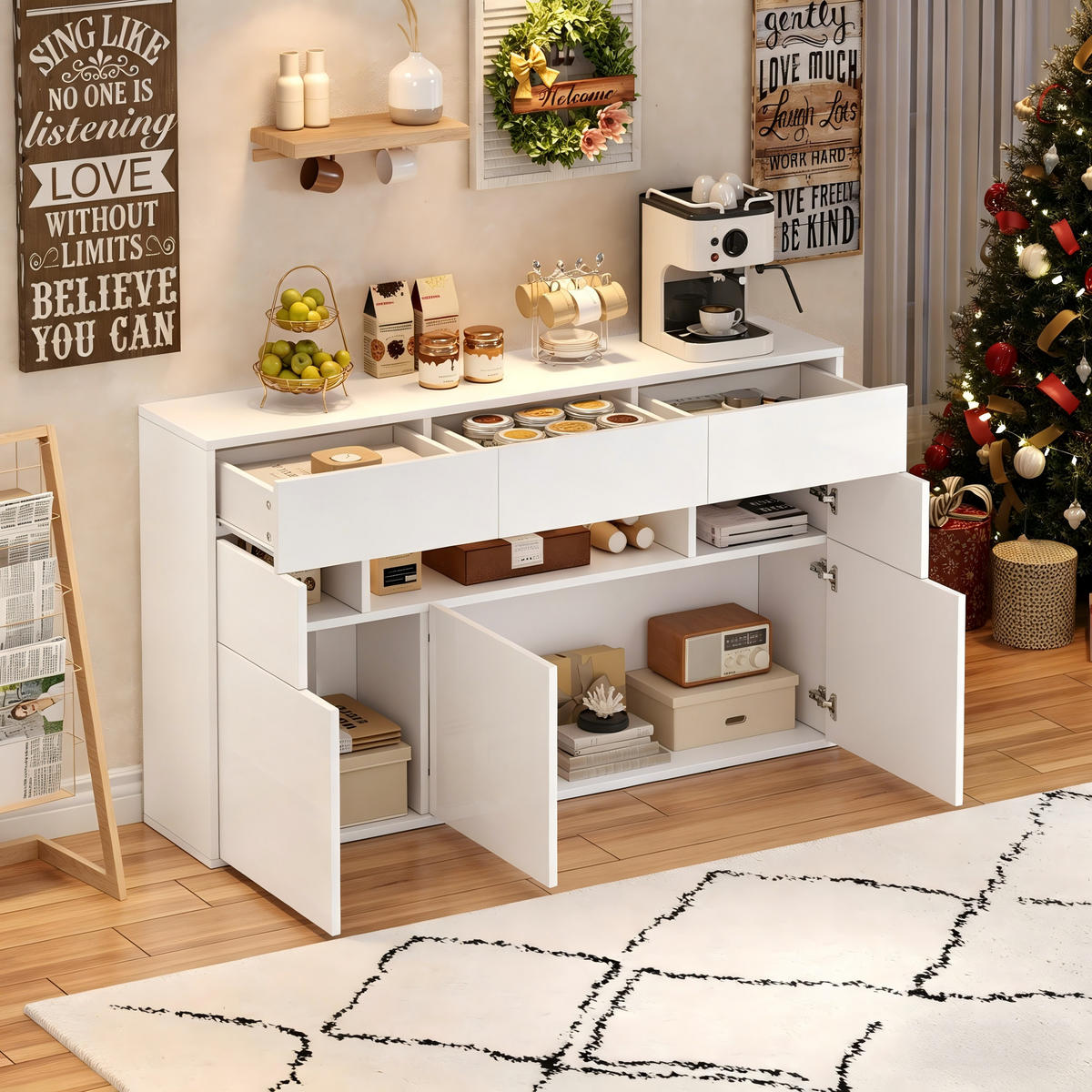SIDEBOARD Weiß 140/30/82 cm - Weiß, Holzwerkstoff (140/82/30cm) - PANGIVO