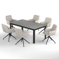 GARTENESSGRUPPE - 7-teilig - Stahl / Polyester - Sandfarben, Textil/Metall - home24