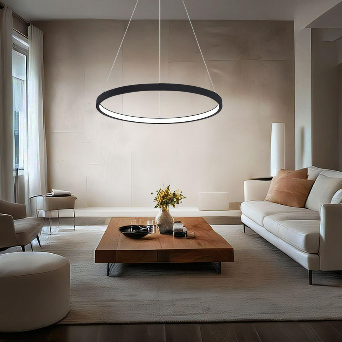 LED HÄNGELEUCHTE RALPH Schwarz Opal - Schwarz, Metall (38.5/38.5/120cm) - Globo Lighting