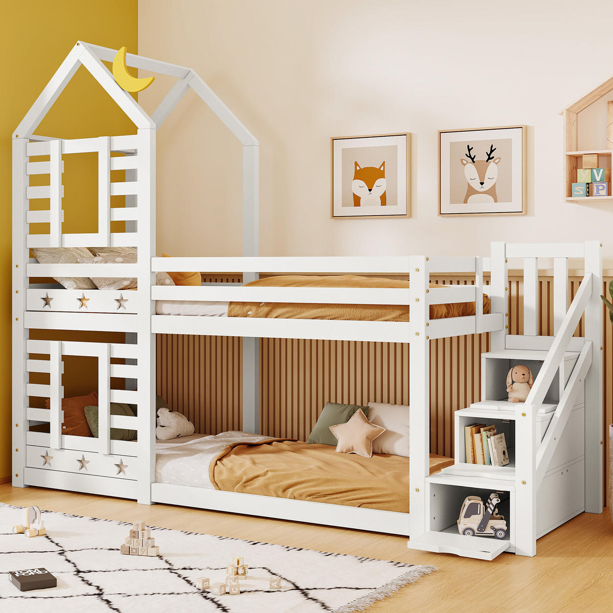 KINDERBETT Weiß 245/97/217 cm - Weiß, Holzwerkstoff (97/217/245cm) - Urban Meuble